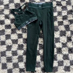 Kith green monogram sports bra and leggings set